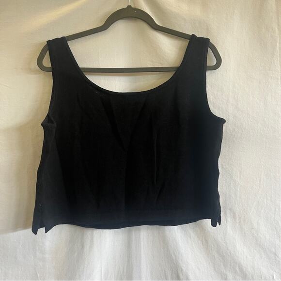 St John Basic Black Crop Top Womens Size Large Knit Scoop Neck Staple Basic Edgy - Picture 3 of 9